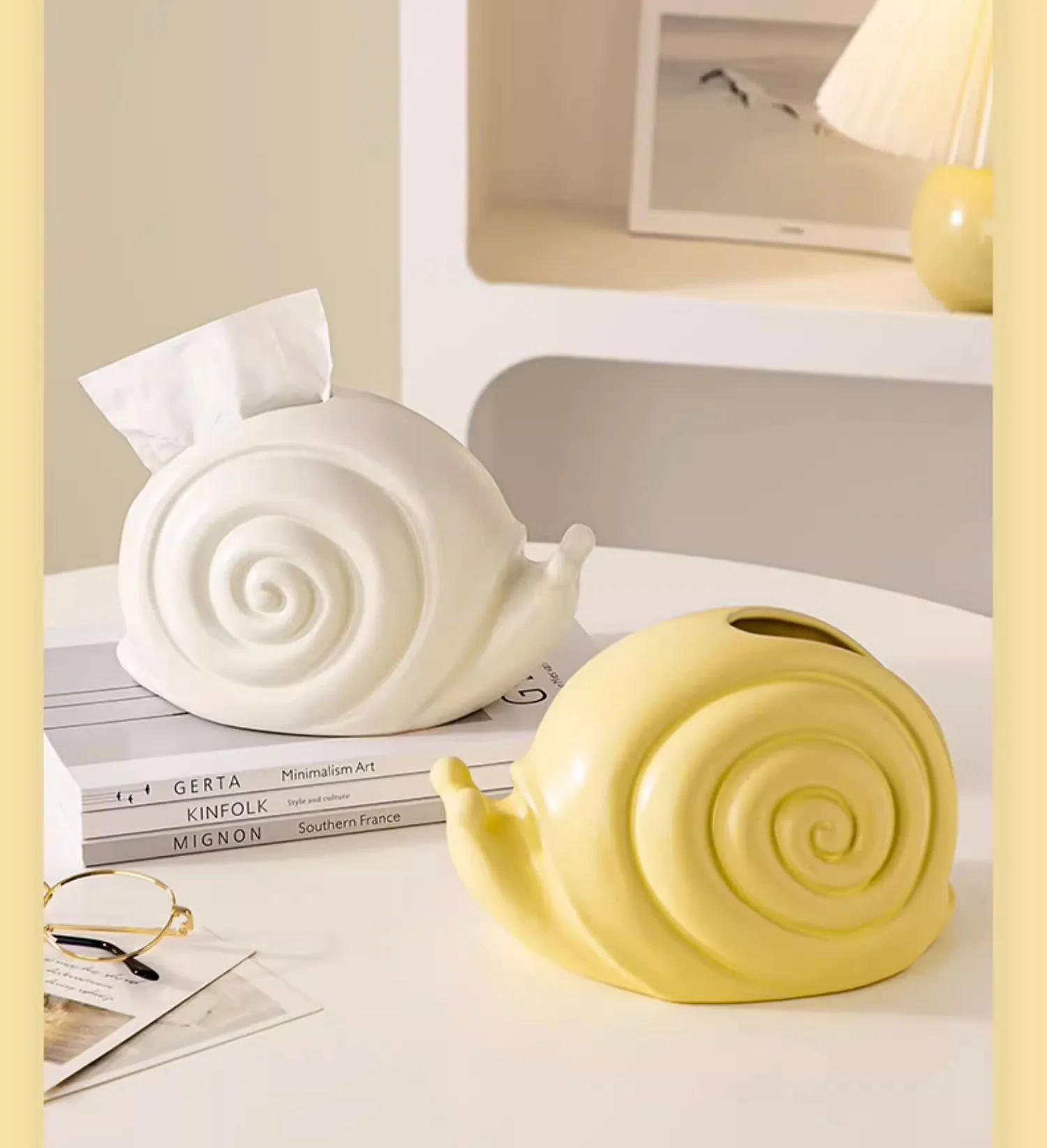 Description Picture 6 of itemCeramic Tissue Box Cartoon Snail Insect Living Room Dining Table Removable Tissue Box Napkin Box Home Storage Container