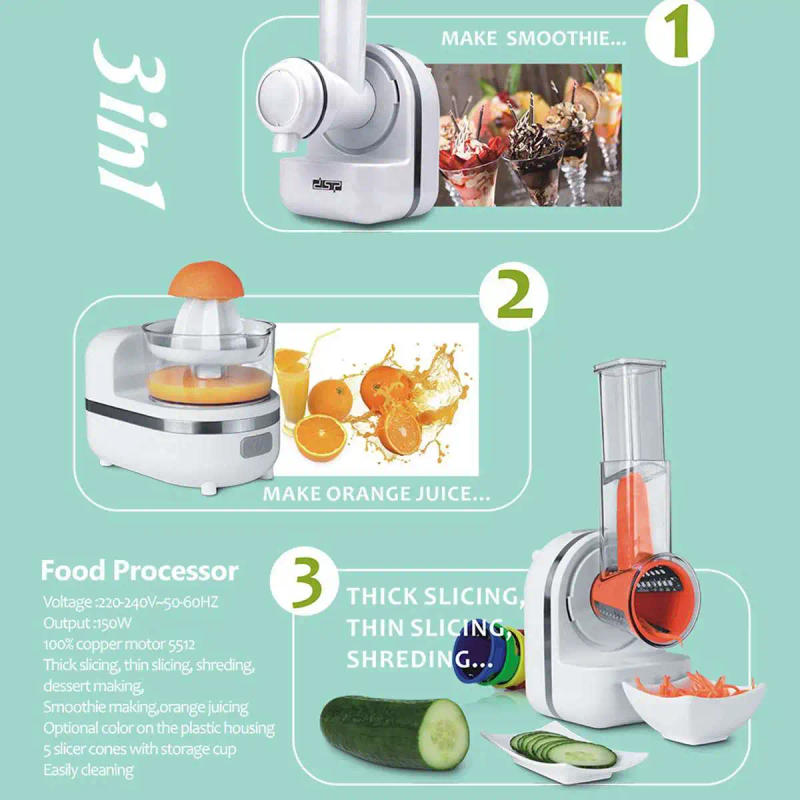 Description Picture 6 of item220V 3 In1 Multi-funtion Food Processor Juicer Fruit Vegetable Chopper Grinder Dessert Smoothie Making Protable Kitchen Tools