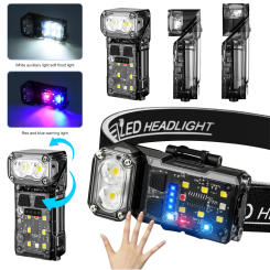 LED Angle Flashlight Motion Sensor High Brightness Headlamp with Back Clip Multifunction Torch Power Display for Running Cycling
