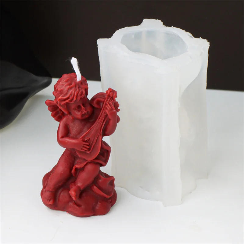 Description Picture 5 of itemDIY Angel Scented Candle Silicone Mold 3D Winged Angel Band Cake Chocolate Ornament Handmade Gypsum Soap Candle Making Supplies