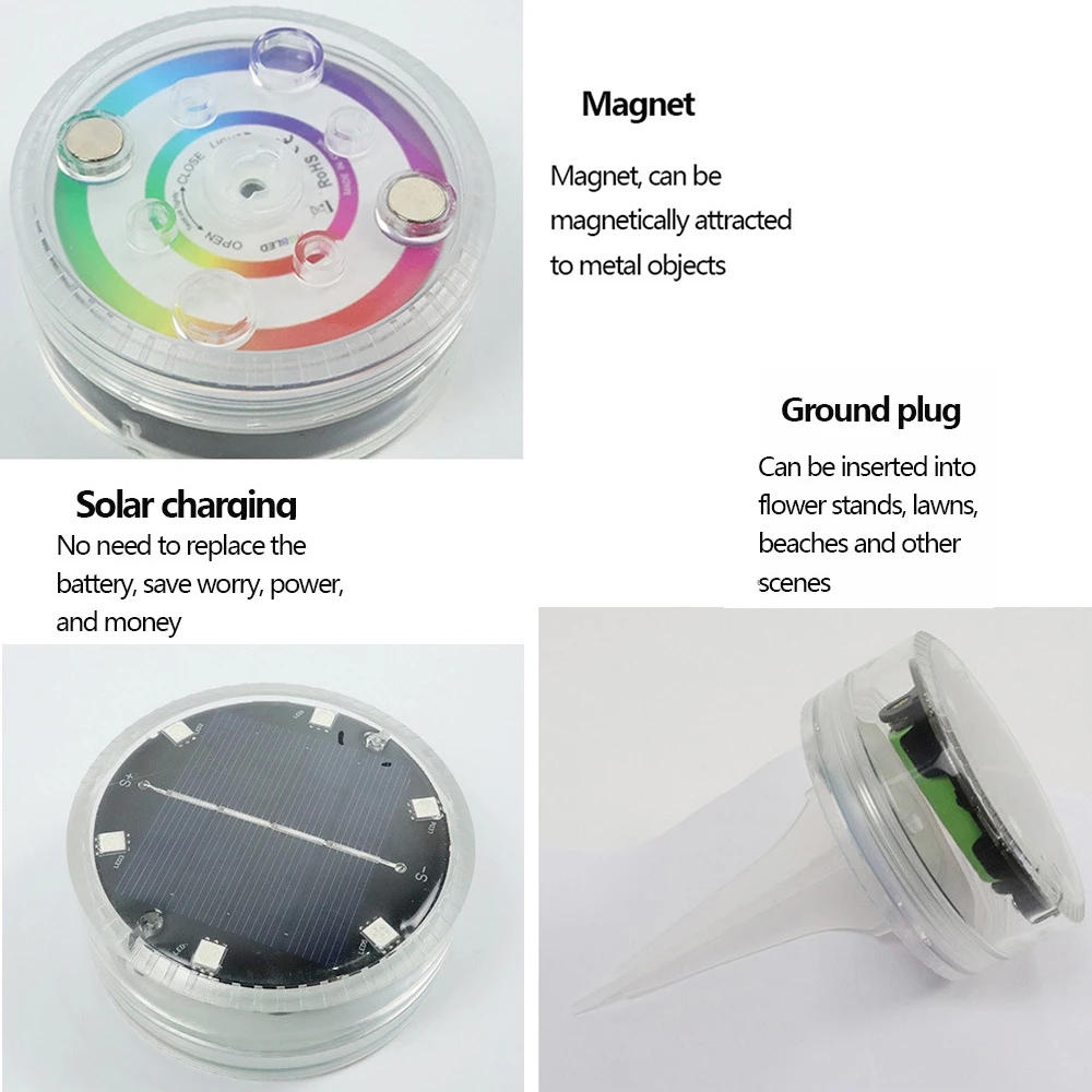 Description Picture 3 of itemSolar Underwater LED Light Magnetic with Sucker RGB Submersible Pool Lamp IP68 Waterproof for Garden Lawn Swimming Pool Aquarium