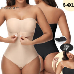 MISSMOLY Strapless Thong Bodysuits 4XL Women Belly Control Full Body Shaper Push Up Breast Underwear Plus Size Womens Clothing