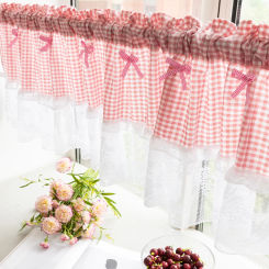 1 Piece, Plaid Lace Short Curtain Half Curtain Small Curtain, Japanese and Korean Style Decorative Curtain for Kitchen, Cabinet, Restaurant, Window Curtain Head