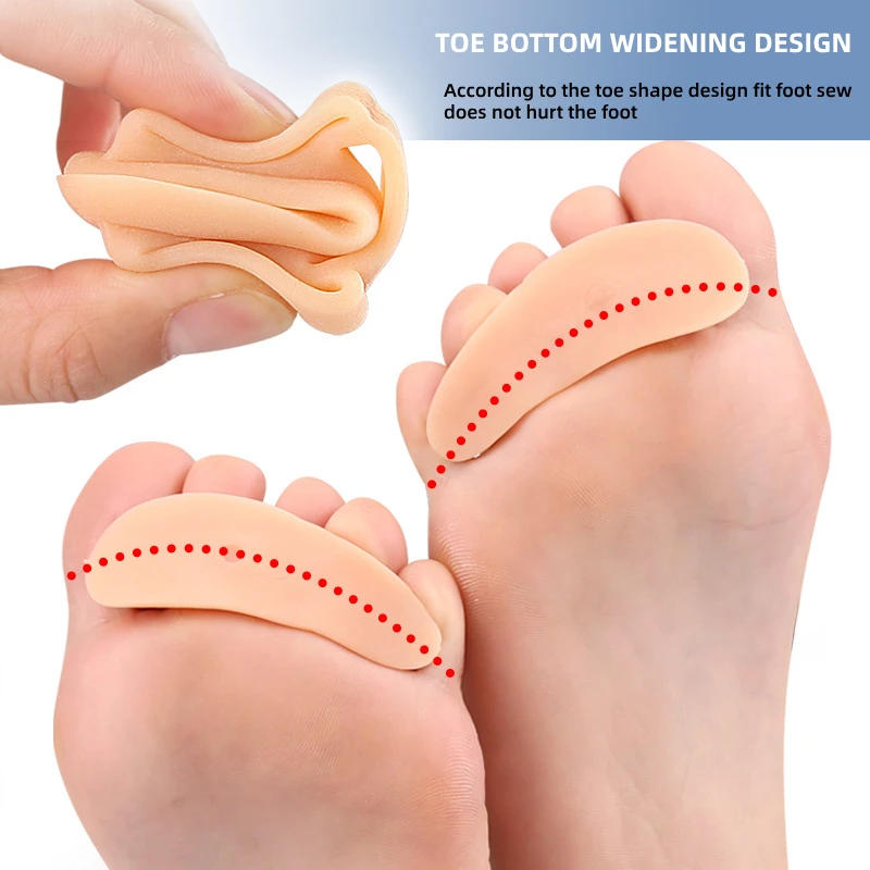 Description Picture 2 of item2pieces=1pair Silicone Splitter Foot Care Gel Hammer Toe Support Pads Bunion Adjuster Corrector Orthopedic Supplie Separators