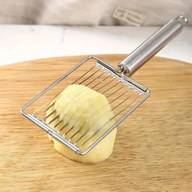 Description Picture 5 of item1PC Stainless Steel Tomato Potato Slicer Manual Ham Cutter Kitchen Accessory Creative Food Processor Fruit Kiwi Tool