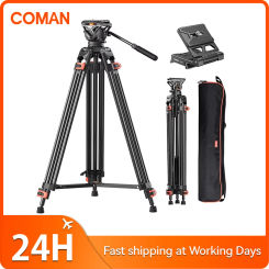 COMAN FF16LS Heavy Duty Tripod Professional Video Tripod 72inch With 360 Degree Fluid Head For Canon Nikon DSLR Camcorder Camera