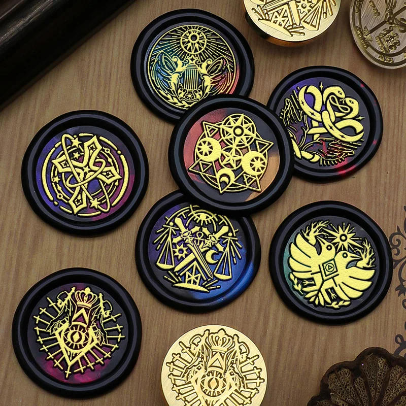 Description Picture 2 of itemMagic Circle Engraving Wax Seal Stamp Creative Star Moon Copper Head Crown Owl Pattern for Scrapbook Envelopes Invitations Gifts