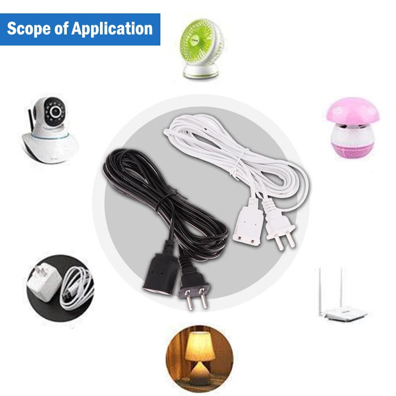 Description Picture 3 of item1.5/2/2.5/4M Power Cord Extension Male Extension Cord 2 Pin With On/Off Switch Button Cables Wire