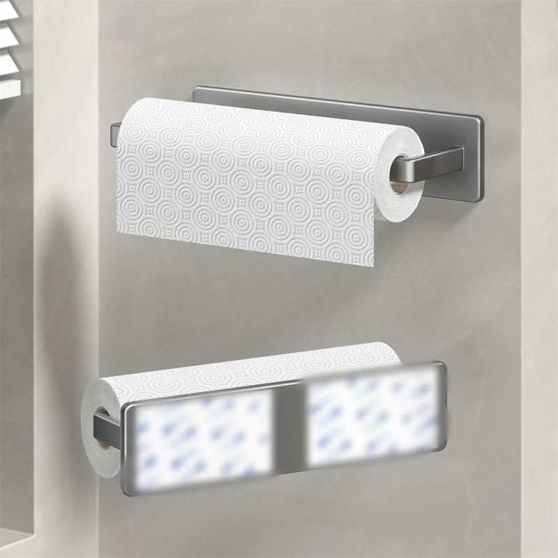 Description Picture 5 of itemKitchen Tissue Rack Without Punching Cabinet Rack With Cling Film Bag Storage Cloth Rack Wall Mounted Tissue Rack Kitchen Storag