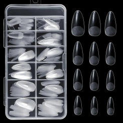 240pcs Almond False Nail Tips Full Half Cover Nails Frosted Matt Stiletto Short Fake Nail Extension For Salon