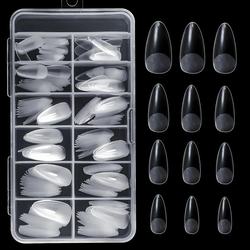 Description Picture 2 of item240pcs Almond False Nail Tips Full Half Cover Nails Frosted Matt Stiletto Short Fake Nail Extension For Salon