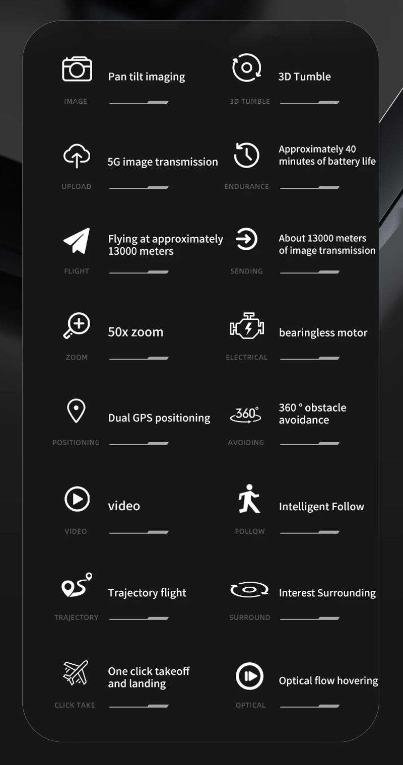 Description Picture 3 of itemKBDFA P1 RC Drone Profesional Dual HD Camera Aerial Photography FPV Helicopters Obstacle Avoidance Foldable RC Quadcopter Toys