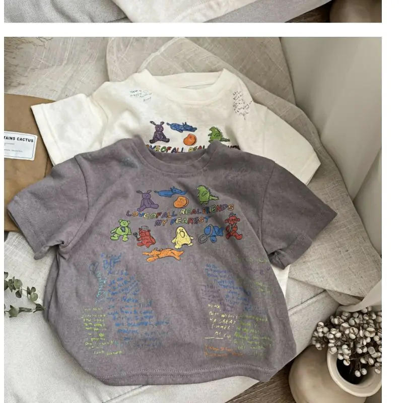 Description Picture 4 of item2025 Cartoon Baby T-shirts Korea Style Children's Baby Short Sleeve Printing Tees For Boys Girls