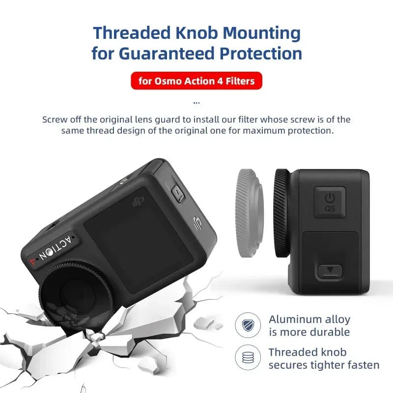 Description Picture 2 of item4Pack ND8 ND16 ND32 ND64 Lens Filter Set for DJI Osmo Action 4 HD Optical Glass UV CPL Waterproof Lens Filter Camera Accessory