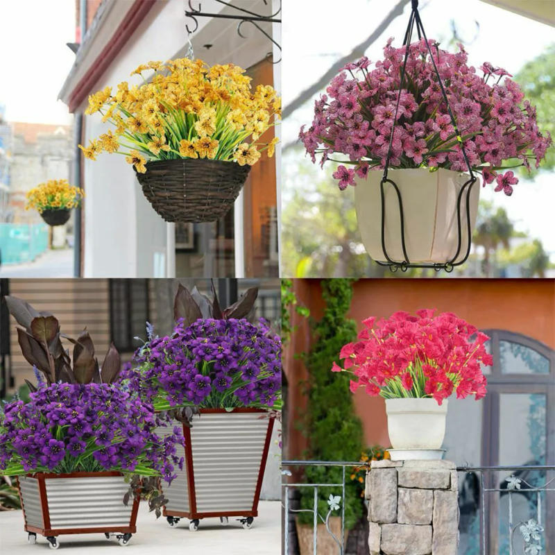 Description Picture 4 of item1 Bundles 31cm Outdoor Artificial Flowers UV Resistant Fake Flower With Plastic Plants Faux Silk Flower For Garden Decoration