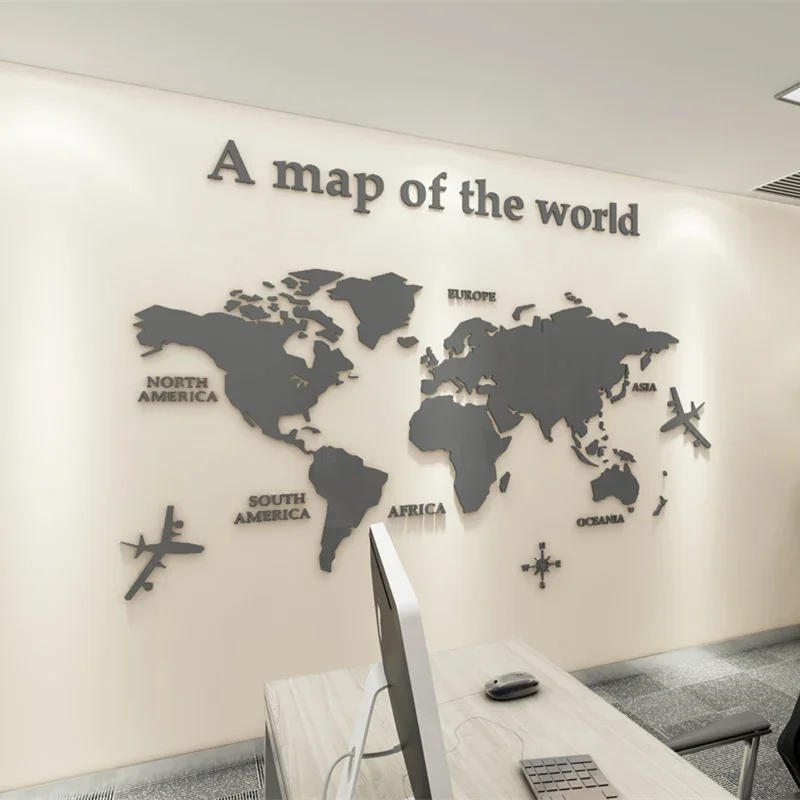 Description Picture 5 of itemWorld Map Wall 3D Acrylic Wall Stickers Three-dimensional Mirror Stickers Bedroom Office Background Wall Decoration Stickers