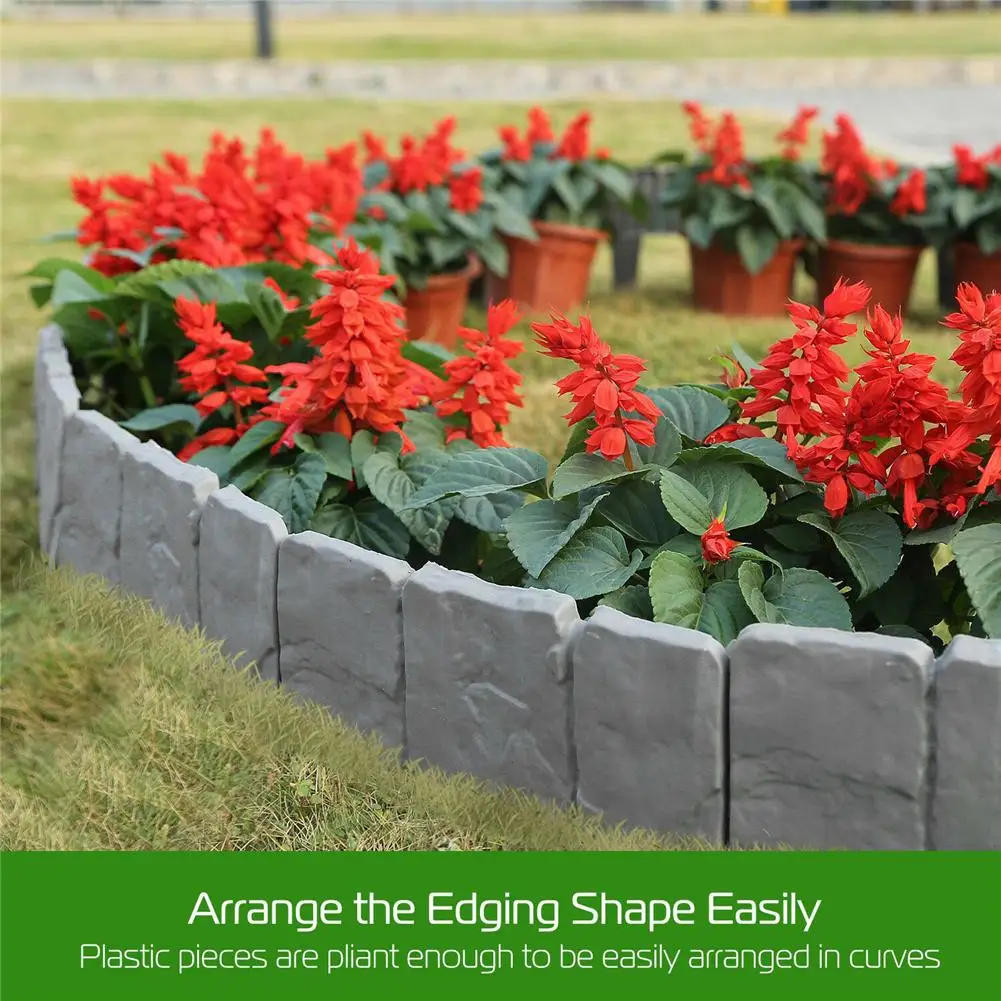 Description Picture 6 of item10/20pcs Garden Fence Imitation Stone Plant Support Stake Outdoor Landscape Edging Decorative Border Garden Plant Accessories