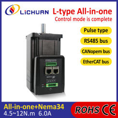 Lichuan 4.5/8.5/10/12N.m Mini StepperMotor 48V6A 1000PPR 2Phase Nema34 ClosedLoop Integrated Stepper Motor Driver for 3D Printer