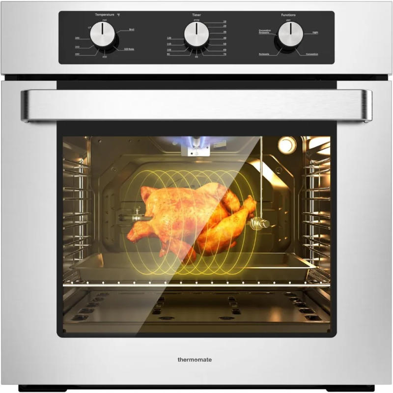 Description Picture 2 of item24" Single Wall Oven, ETL Certified, 2.12 Cu.ft. Natural Gas Oven with 5 Cooking Functions and Rotisserie, Built-in Wall Oven