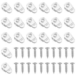 20 Pcs Mirror Fixing Clips Clear Plastic Holder Clips with Screws for Fixing Mirror Box Cabinet Door