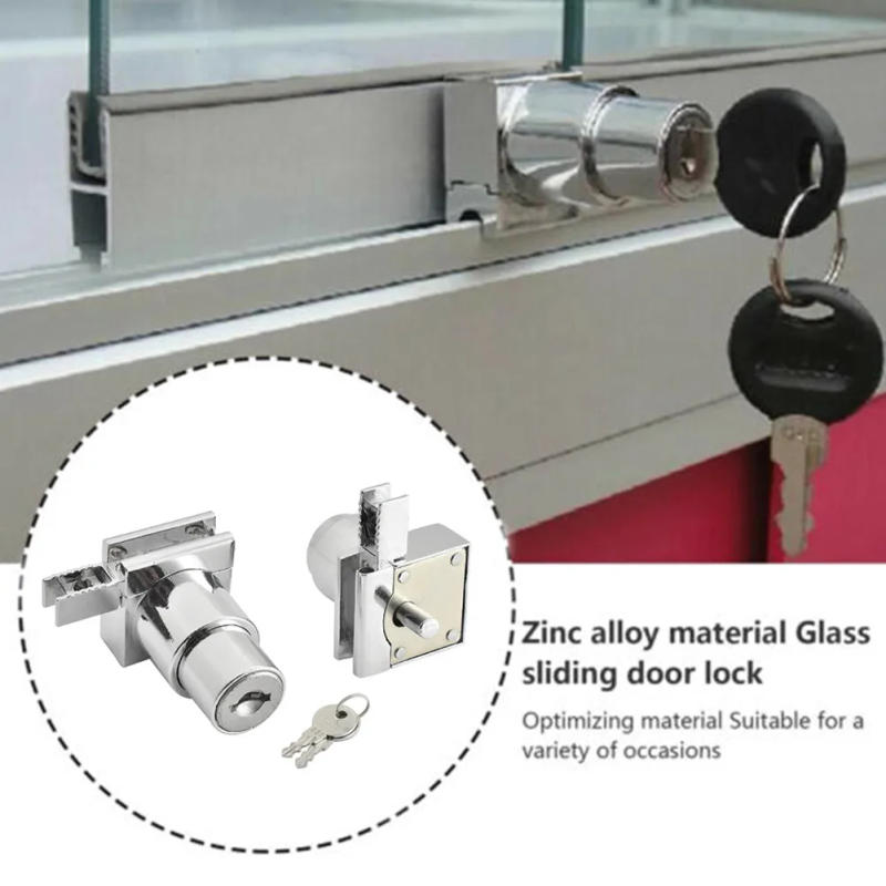 Description Picture 3 of itemNew Slide Lock Showcase Display Cabinet Sliding Glass Door Lock With 2pcs Key For 5-8mm Glass Furniture Hardware Accessoires