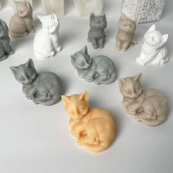 3D Kitten Series Silicone Candle Molds Cute Pet Cat Crafts Plaster Resin Soap Making DIY Animal Chocolate Ice Cake Tools