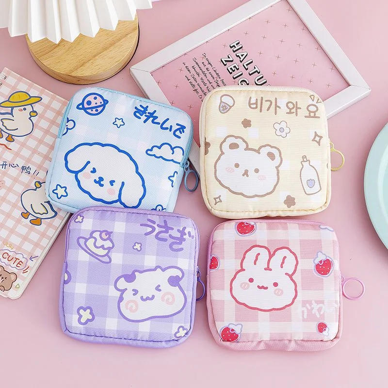 Description Picture 2 of itemCute Large Capacity Sanitary Napkin Storage Bags Cartoon Rabbit Bear Girls Physiological Period Tampon Organiser Bag Mini Bag