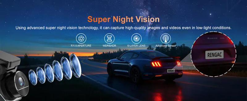 Description Picture 5 of itemWIFI Dash Cam Front and Rear: 4K+2K FHD Dual Dash Camera for Cars, Car Camera 3" IPS Screen, UHD 2160P Night Vision,App Control