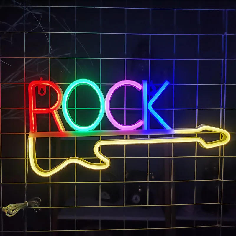 Description Picture 5 of itemRock Music Neon Signs Guitar Neon Signs Wall Decor USB Led Art Signs for Bedroom Music Party Rock Studio Bar Disco Party Neon