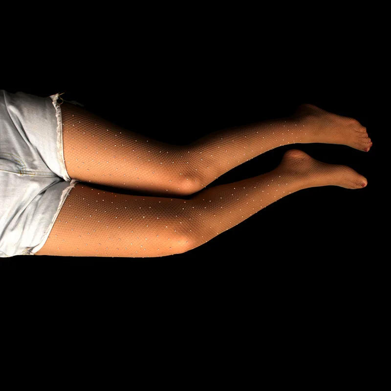 Description Picture 6 of itemSexy Shiny Rhinestone Mesh Fishnet Pantyhose Women Tights Pantyhose Lingerie Hosiery Fashion Shiny Diamond Thigh Stockings Black