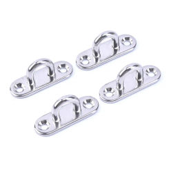4 Pcs Stainless Steel Oblong Pad Eye Plate Staple Ring Hook Loop U-Shaped Design
