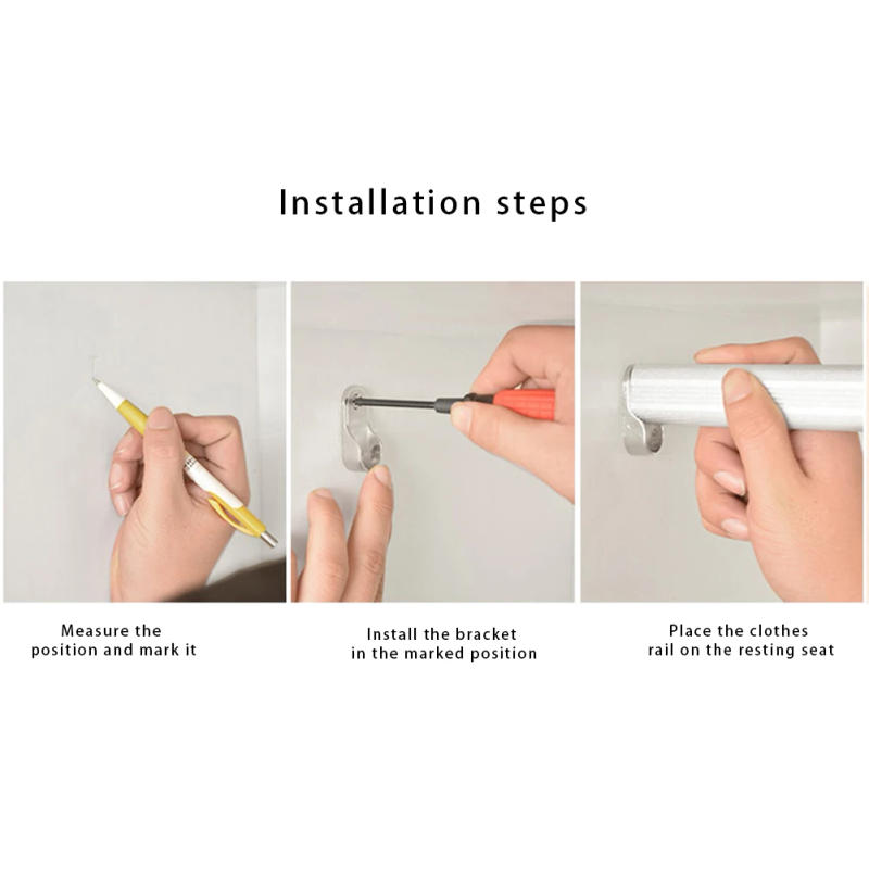 Description Picture 6 of item2/4/8pcs Wardrobe Clothes Tube Support Zinc Alloy Closet Rod Pole End Bracket Thickening Holder Home Alternative Accessories