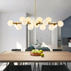 Nordic Long Glass Ceiling Chandelier for Table Dining Room Kitchen Island Bar Design Pendant Lamp Home Decor Lusters Luminaires
