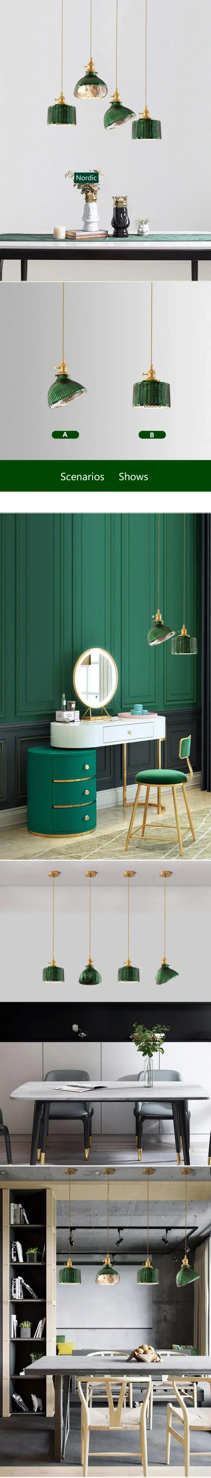 Description Picture 2 of itemJapanese Retro Glass LED Chandelier Brass Bedside Chandelier Nordic Creative Bedroom Lighting Decoration Ceiling Pendant Lamp