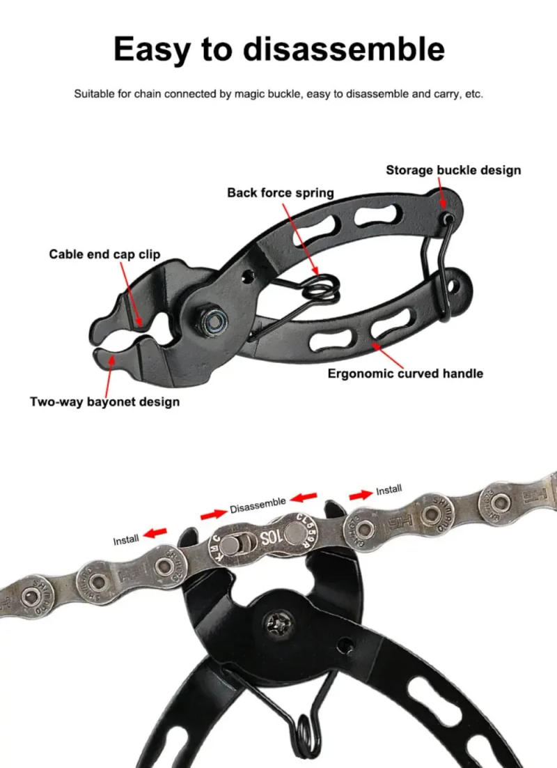 Description Picture 4 of itemBicycle Chain Link Pliers Repair Tool MTB Bike Chain Quick Release Magic Link Clamp Removal Install Plier Road Bicycle Accessory