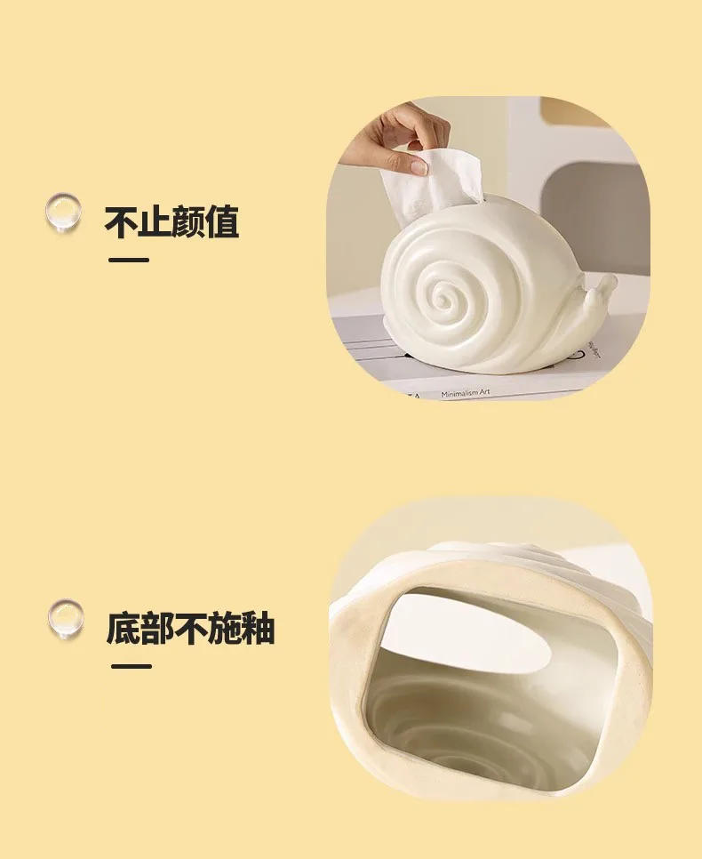 Description Picture 3 of itemCeramic Tissue Box Cartoon Snail Insect Living Room Dining Table Removable Tissue Box Napkin Box Home Storage Container