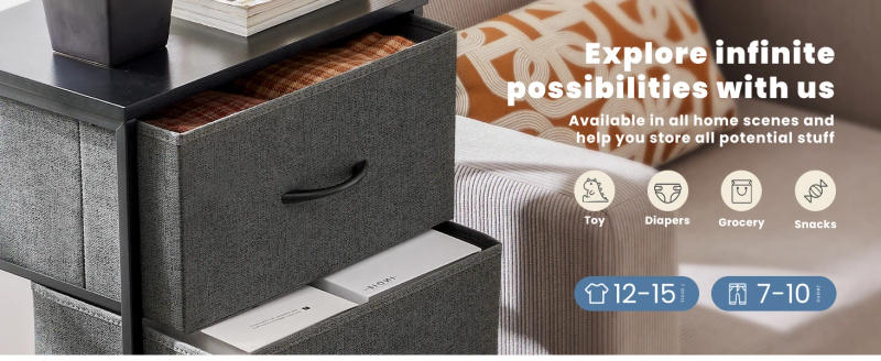 Description Picture 4 of itemJHK 4 Fabric Drawers Cabinet For Living Room With Wardrobe Steel Frame Assembly Closet For Clothes Storage Cabinet Of Furniture