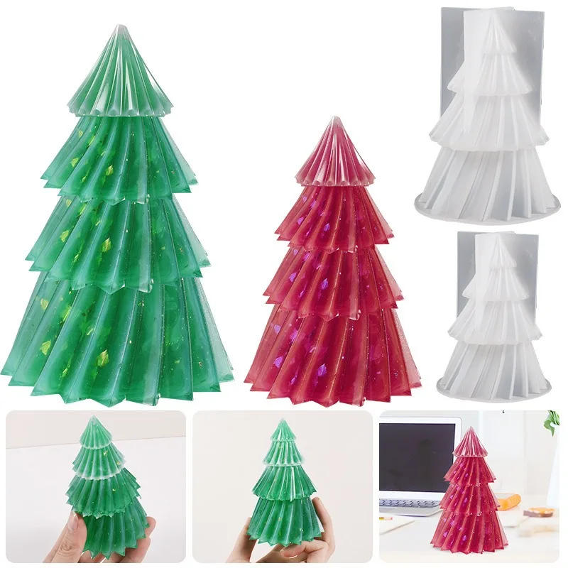 Description Picture 4 of item3D Geometric Pine Silicone Candle Mold Christmas Tree Scented Candles Silicone Mold DIY Aromath Candle Soap Making Tools Craft