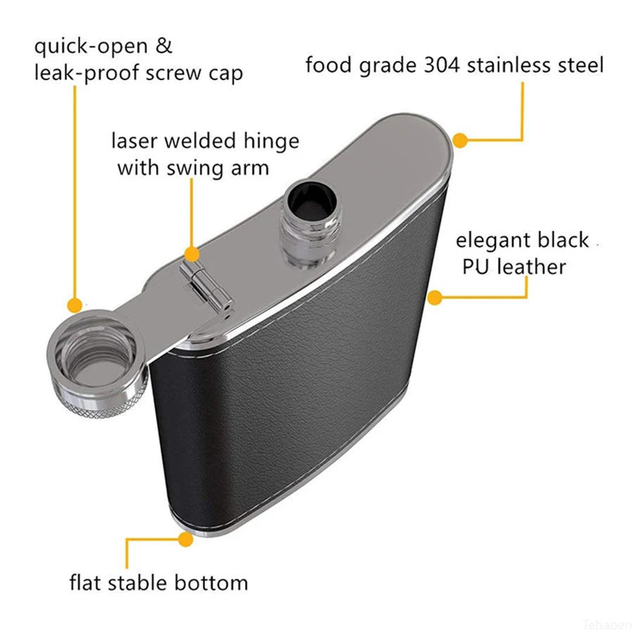Description Picture 6 of itemOutdoor Pocket Wine Bottle Pot Cup 9 Oz Mini Hip Flask Whiskey Wine Flask Stainless Steel Portable Metal Alcohol Men Flagon