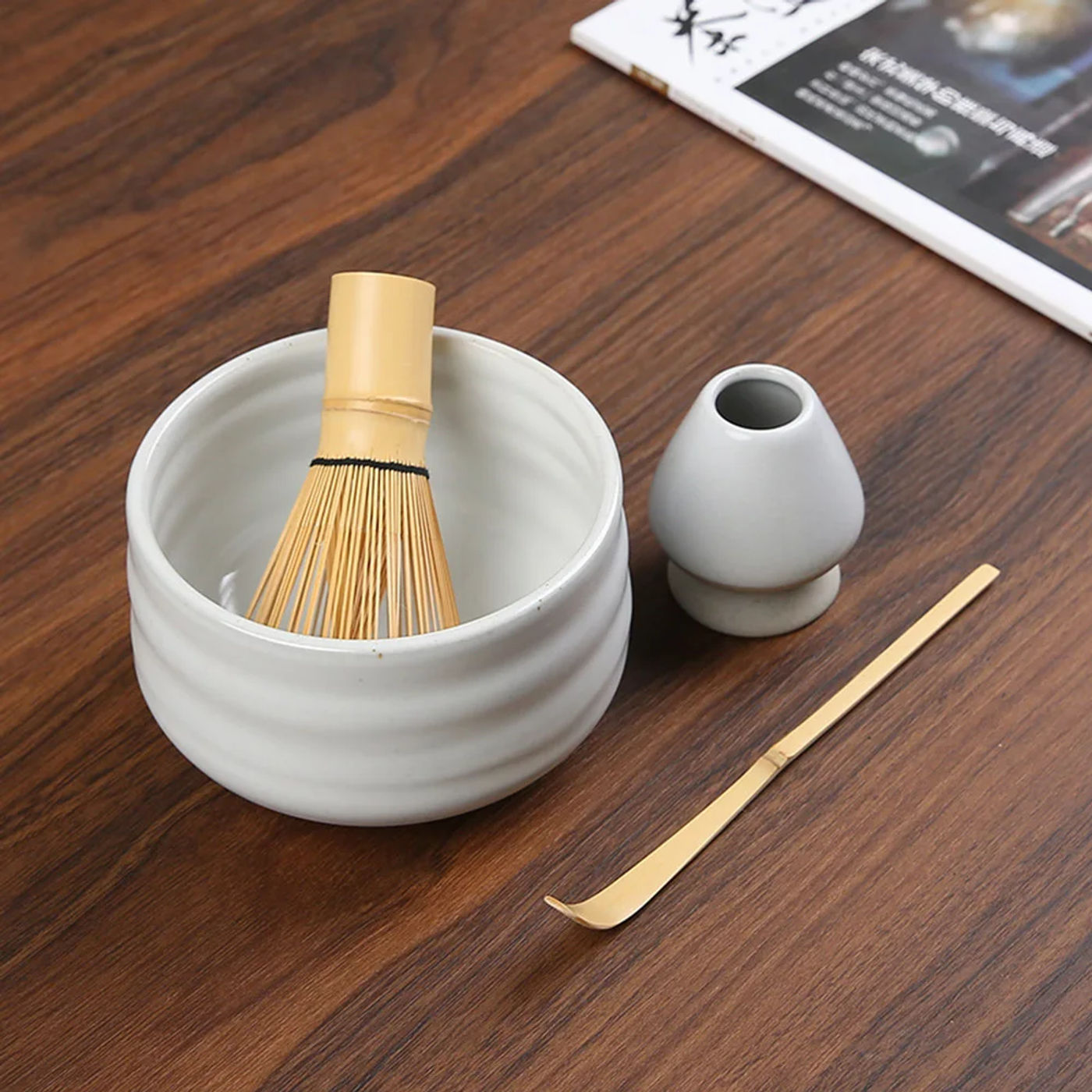 Description Picture 4 of itemCeramic Matcha Green Tea Chasen Holder Japanese Stand Bowl Bamboo Whisk Grinder Brushes Tea Tool Holder Teaware Sets Accessories