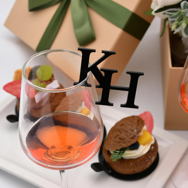 Description Picture 5 of item20/50/100pcs Personalized Cut Wedding Drink Tags Glass Topper Drink Stirrers Bar Sign Glass Marker Acrylic Wine Charms