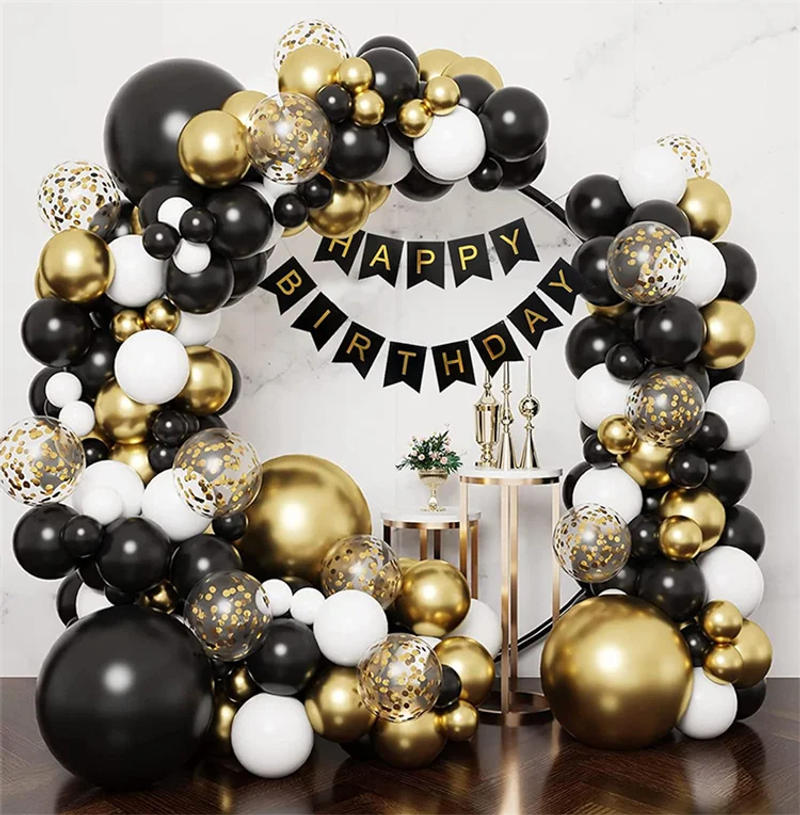 Description Picture 4 of item42pcs 12inch Gold Black White Confetti Latex Balloons Birthday Party Decorations Kids Adult Wedding Graduation Globos Supplies
