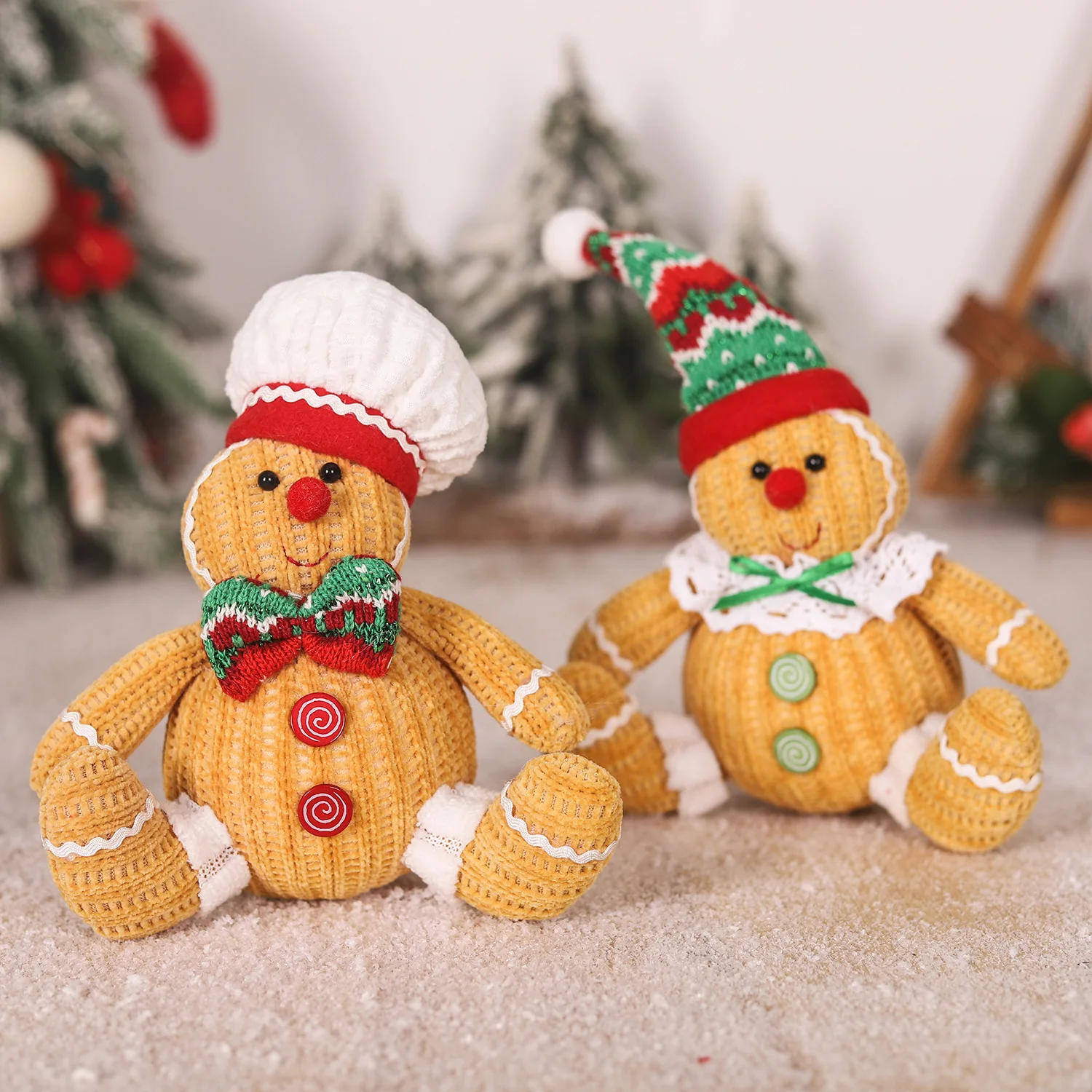 Description Picture 5 of itemChristmas Gingerbread Doll Sitting Posture Cartoon Chef Hat Biscuit Man Pendant Merry Christmas Decor for Home Xmas Ornaments