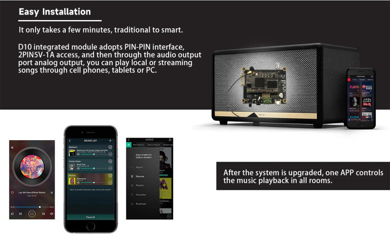 Description Picture 6 of itemD10 Up2Stream Mini Bluetooth Audio Receiver Board Bluetooth 5.0 Wireless Stereo Music Module Multiroom DIY WIFI Audio Board