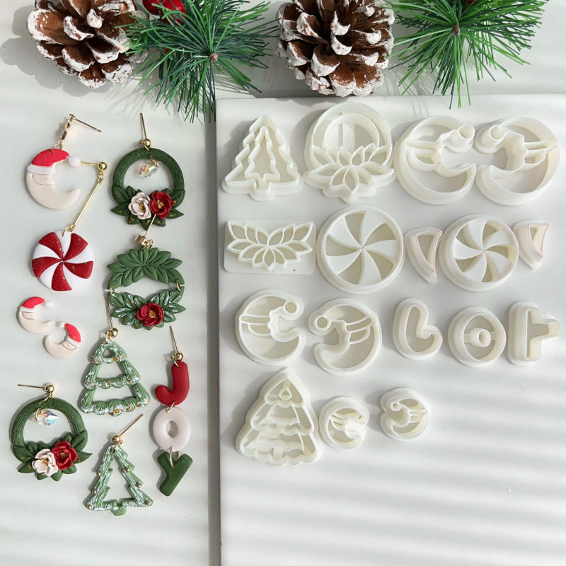 Description Picture 6 of itemSanta Claus CHRISTMAS JOY Clay CUTTERS// Holiday Clay Cutters, Christmas Wreath tree Clay Cutter, Clay Earring Tools, Winter Cut