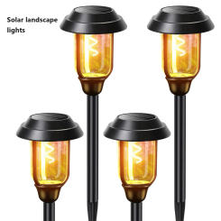 New 4 Pack Outdoor Solar Pathway Lights Garden Waterproof Solar S-shaped Tungsten Filament Lamp Auto On/Off Landscape Lights