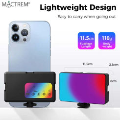MACTREM RGB LED Video Panel Light Pocket EDC Fill Light Dimmable 2500-7000K 1000LM Photography for Live Streaming