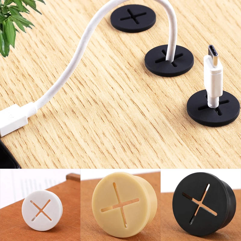 Description Picture 6 of itemRound Flexible Silicone Cable Cord Grommet Rubber Grommets Table TV Console Hole Cover Wire Organizer for Desktop Cable Pass