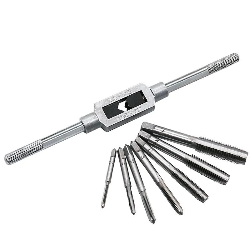 Description Picture 6 of item6/8Pcs Hss Hand Screw Tap Die Wrench Schroefdraad Metric Plug Tap M3 M4 M5 M6 m8 M8 M12 Met Verstelbare Tap Wrench 1/16-1/2"