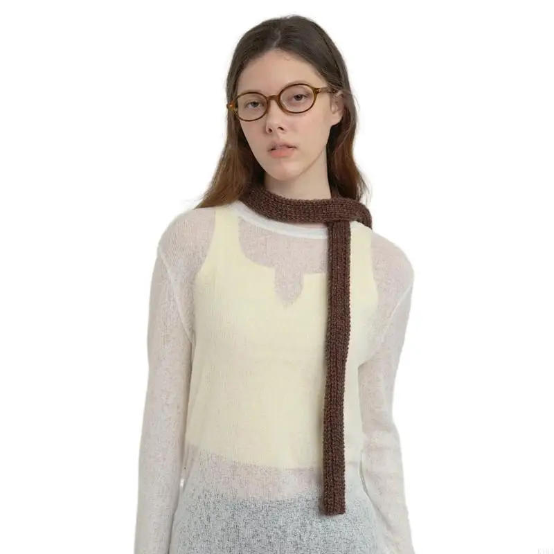 Description Picture 3 of itemK1MA Girls Posing Scarf Soft & Breathable Knitted Neck Scarf Fashionable Solid